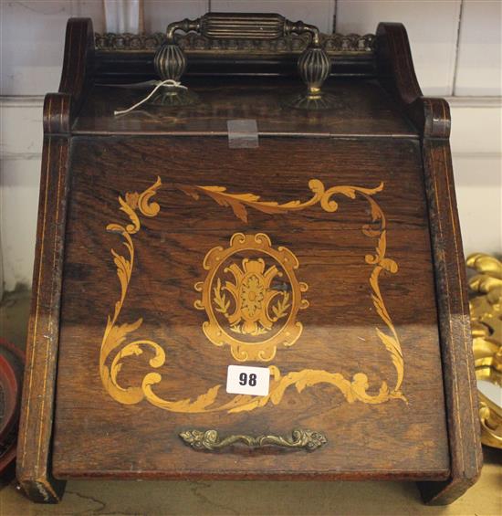 Victorian inlaid rosewood coal box(-)